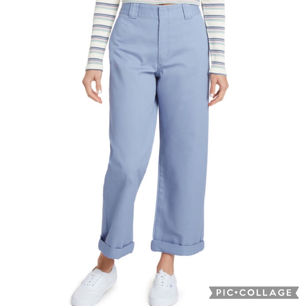 Dickies Blue Worker Crop Roll Hem Pants